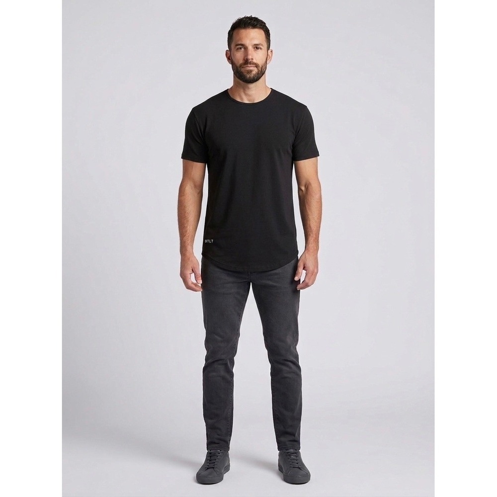 BYLT Premium Basics Lux Drop Cut T-Shirt Navy Blue Mens Large XDC_SS_NVY_L